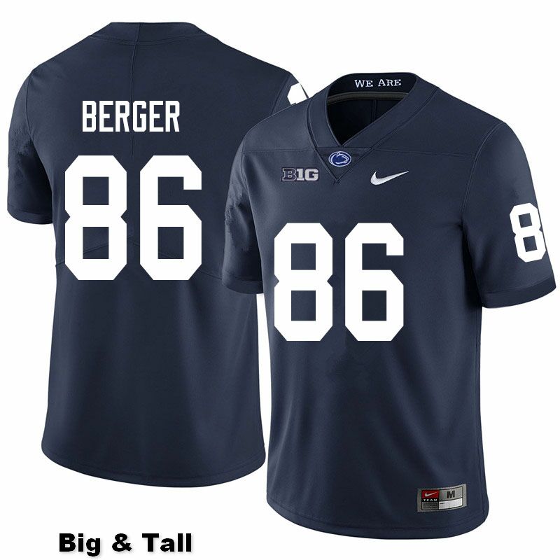NCAA Nike Men's Penn State Nittany Lions Alec Berger #86 College Football Authentic Big & Tall Navy Stitched Jersey KUH2698IN